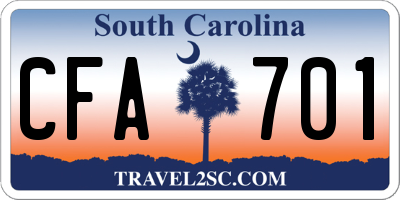SC license plate CFA701