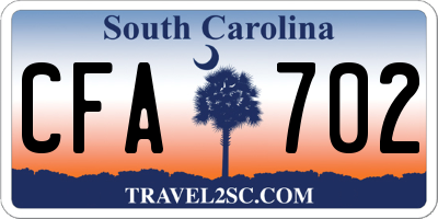 SC license plate CFA702