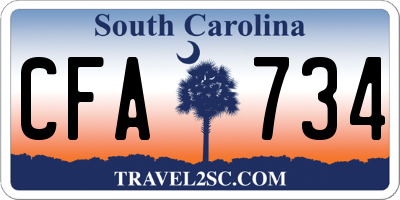 SC license plate CFA734