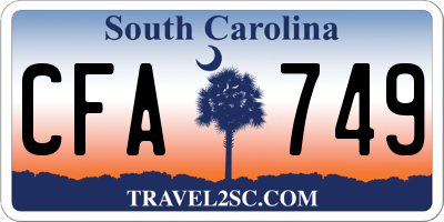 SC license plate CFA749
