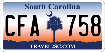 SC license plate CFA758