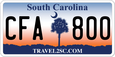 SC license plate CFA800
