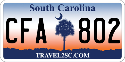 SC license plate CFA802