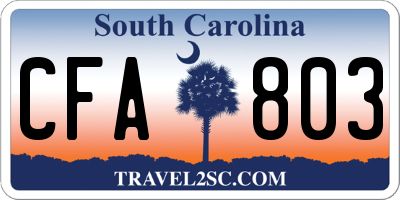 SC license plate CFA803