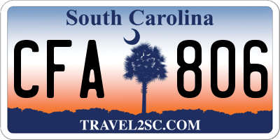 SC license plate CFA806