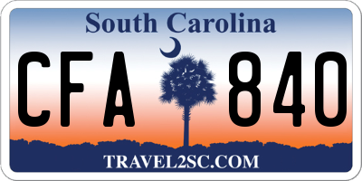 SC license plate CFA840