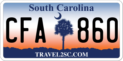 SC license plate CFA860
