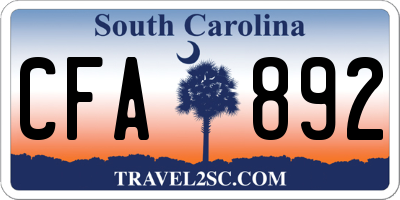 SC license plate CFA892