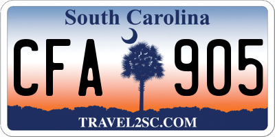 SC license plate CFA905