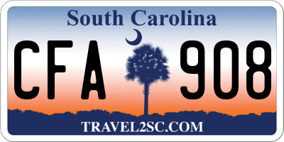SC license plate CFA908