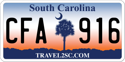 SC license plate CFA916