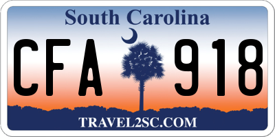 SC license plate CFA918