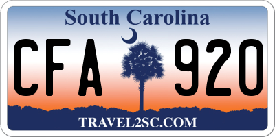 SC license plate CFA920