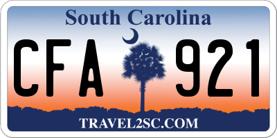 SC license plate CFA921