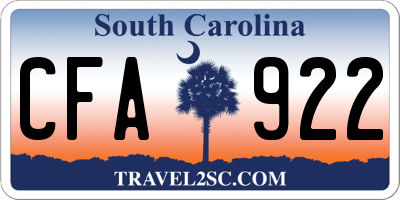 SC license plate CFA922