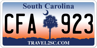 SC license plate CFA923