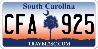 SC license plate CFA925