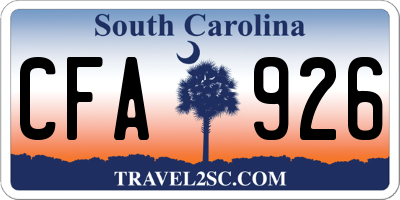SC license plate CFA926