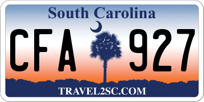 SC license plate CFA927