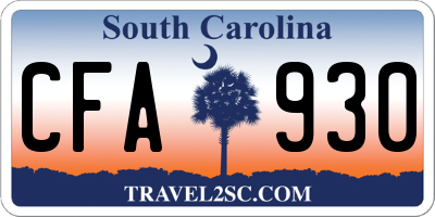 SC license plate CFA930