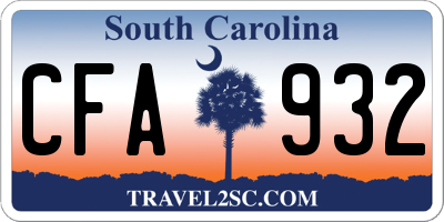 SC license plate CFA932