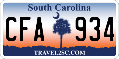 SC license plate CFA934