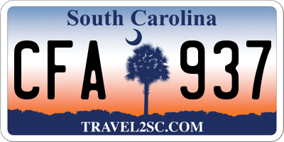SC license plate CFA937