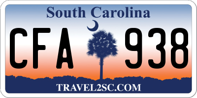 SC license plate CFA938