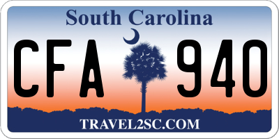 SC license plate CFA940