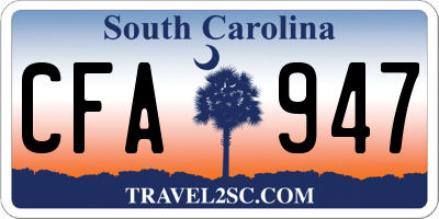 SC license plate CFA947
