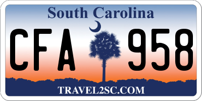SC license plate CFA958