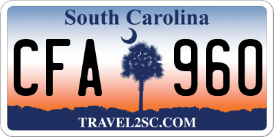 SC license plate CFA960