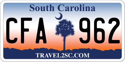 SC license plate CFA962
