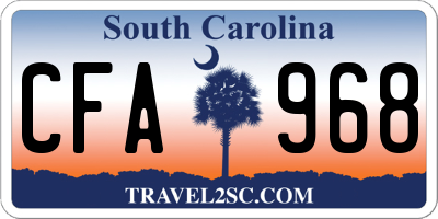 SC license plate CFA968