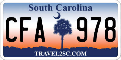 SC license plate CFA978