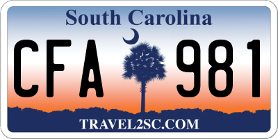 SC license plate CFA981