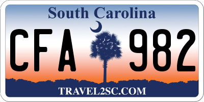 SC license plate CFA982