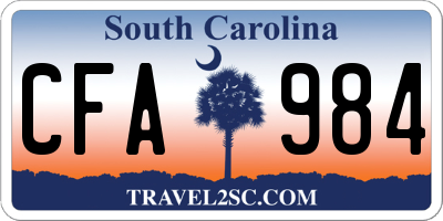 SC license plate CFA984