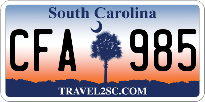 SC license plate CFA985