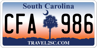 SC license plate CFA986