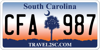 SC license plate CFA987