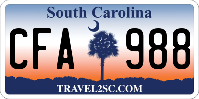 SC license plate CFA988