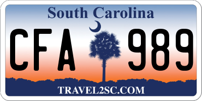 SC license plate CFA989