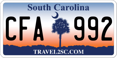 SC license plate CFA992