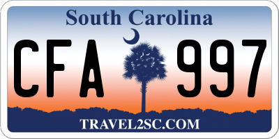 SC license plate CFA997