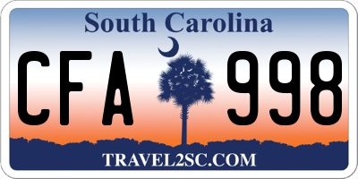SC license plate CFA998