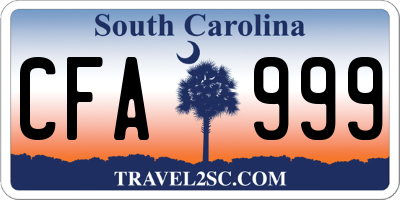 SC license plate CFA999