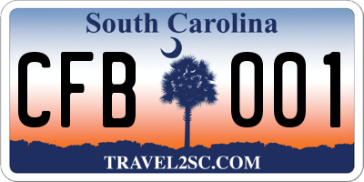 SC license plate CFB001