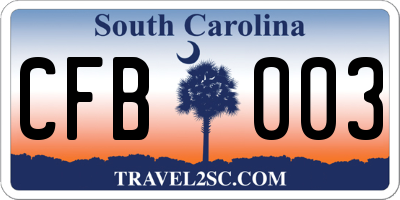 SC license plate CFB003
