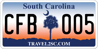 SC license plate CFB005